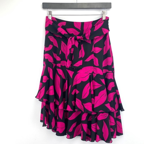Diane von Furstenberg Silk Ruffled Lips Skirt size 6